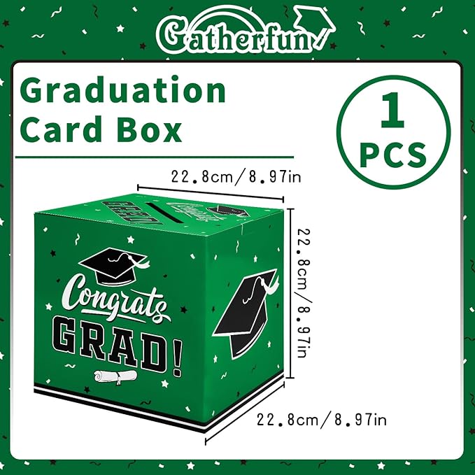 Gatherfun Graduation Party Decorations Graduation Box Graduation Card Box for Graduation Gift Graduation Party Favors Decor Party Supplies Green