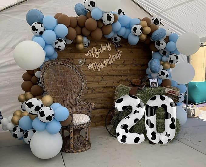40 Inch Big Cow Print Number 2 Balloon Birthday Decoration, Number 2 Helium Balloon 12 20 22 23 24 26 28 32 42 Celebration, Boy Girl Baby Anniversary Party Graduations Supplies Decorations
