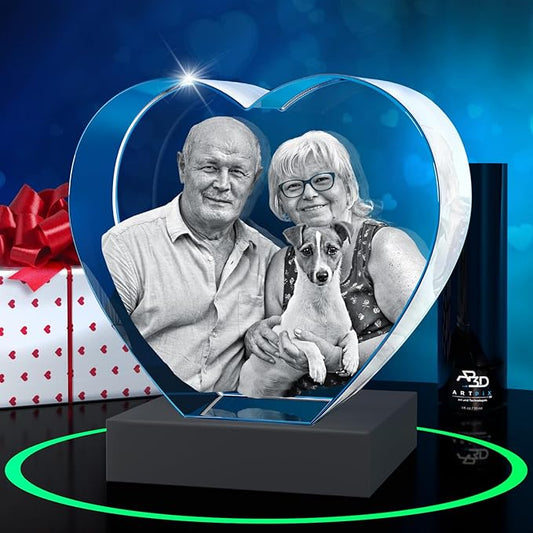 ArtPix 3D Premium Crystal Photo, Personalized Gifts for Women, Wife, Men, Mom, Father, Her, Him, Dad, Grandpa, Great Customized Gift with Your Own Photo, Custom Glass 3D Laser Etched Picture Wedding