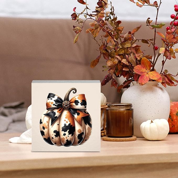 Cute Fall Decor Bow Pumpkin Fall Decorations for Home Office Autumn Pumpkin Decor Funny Autumn Decorations for Desk Table 5 x 5 inches