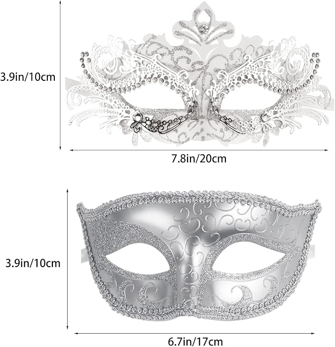 Coddsmz Couple Masquerade Mask Set - Venetian & Mardi Gras Mask for Women & Men