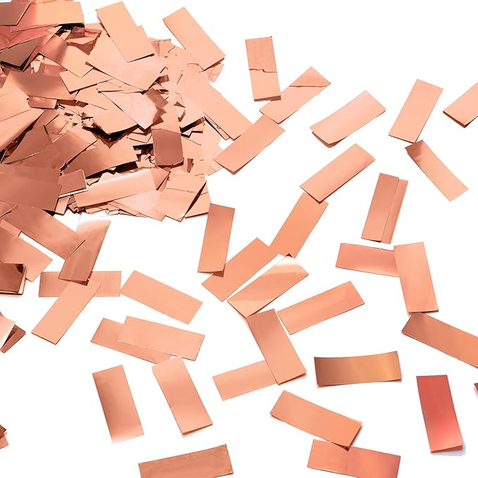 Sumind 200 Grams Gold Silver Large Metallic Confetti Rose Glitter Throwable Table Scatter Foil Confetti for Christmas Birthday Party Baby Shower Graduation Wedding Celebrations(Rose Gold)