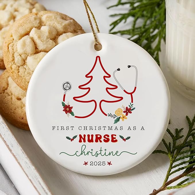 First Christmas As A Nurse Ornament, Nurse Gifts for Women, Christmas Ornaments 2025, Nursing School Graduation Gift, Grad Gifts for Him Her, Graduation Keepsake, Xmas Decorations 2025