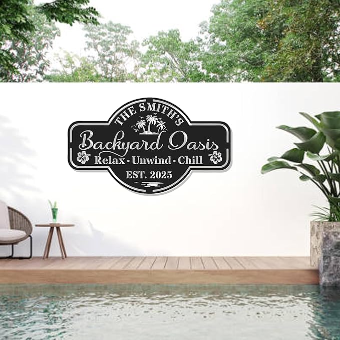 Custom BBQ Grill Name Sign – Outdoor Barbecue Metal Wall Art, Backyard Bar Plaque, Man Cave Patio Decor, Personalized Gift for Dad, Papa, Grandpa, Housewarming Decoration, Father's Day Gift
