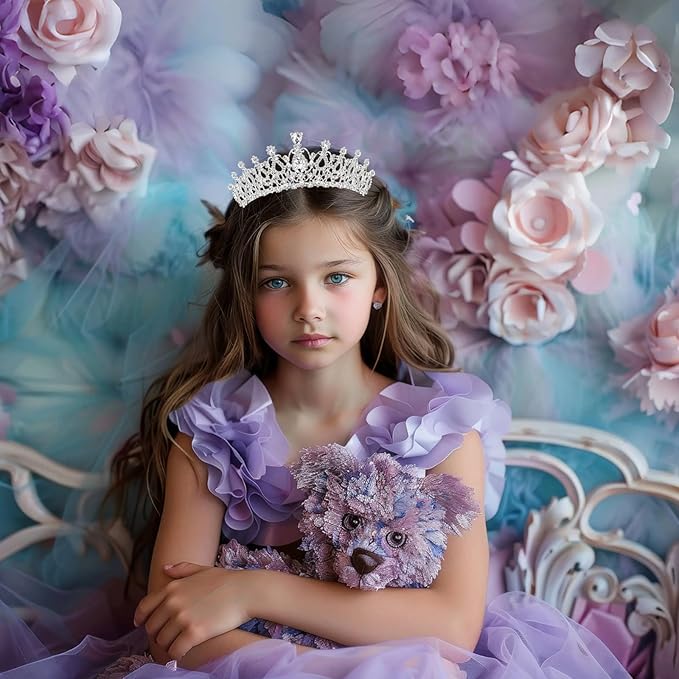 Schmoopy Tiara Crown for Women, Crystal Tiara for Bridal Prom Queen Birthday Birthday Party (B-Silver)