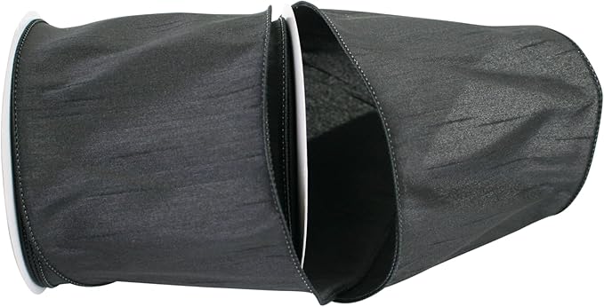Reliant Ribbon Dupioni Supreme Wired Edge Ribbon, 4 Inch X 10 Yards, Black