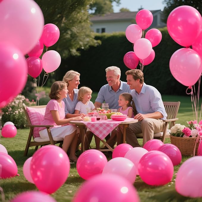 KAWKALSH Hot Pink Balloon 12 Inch, 110pcs Latex Party Balloons Helium Bright Color for Birthday Baby Shower Wedding Party Supplies Arch Garland Decoration