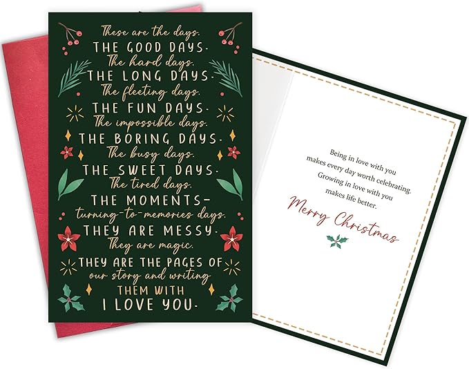 Romantic Christmas Card for Him Her, Warm Holiday Wishes Card for Husband, Wife, Partner, Christmas Wedding Gift for Couples, Lovers