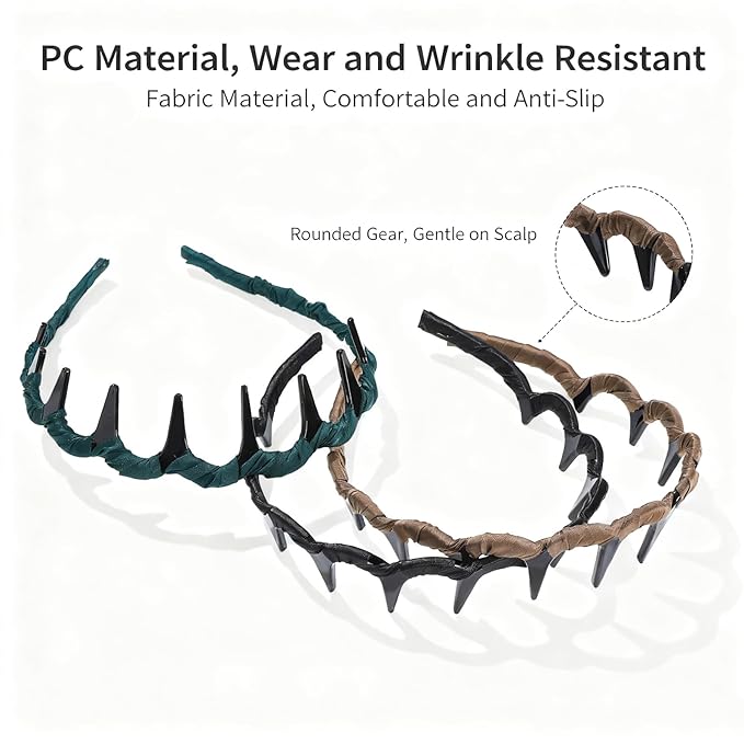 3PCS Retro High Skull Headband Wedding Party Elegant Reversible Headband with Teeth High Cranium Headbands for Women (Multicolor)