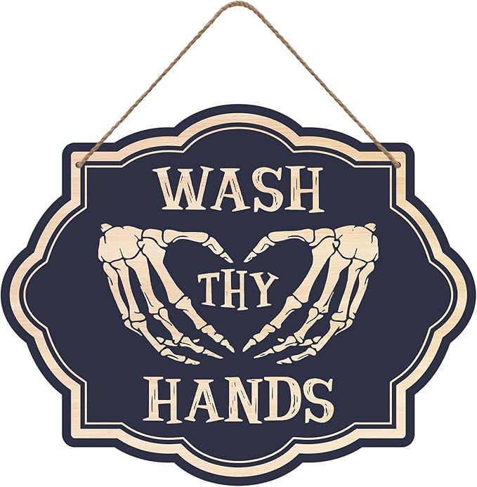 Funny Wash Your Hands Bathroom Sign Wash Your Hands Sign Bathroom Decor, Humorous Wall Hanging for Restrooms & Apartments - 8 x 10 Inches - A08