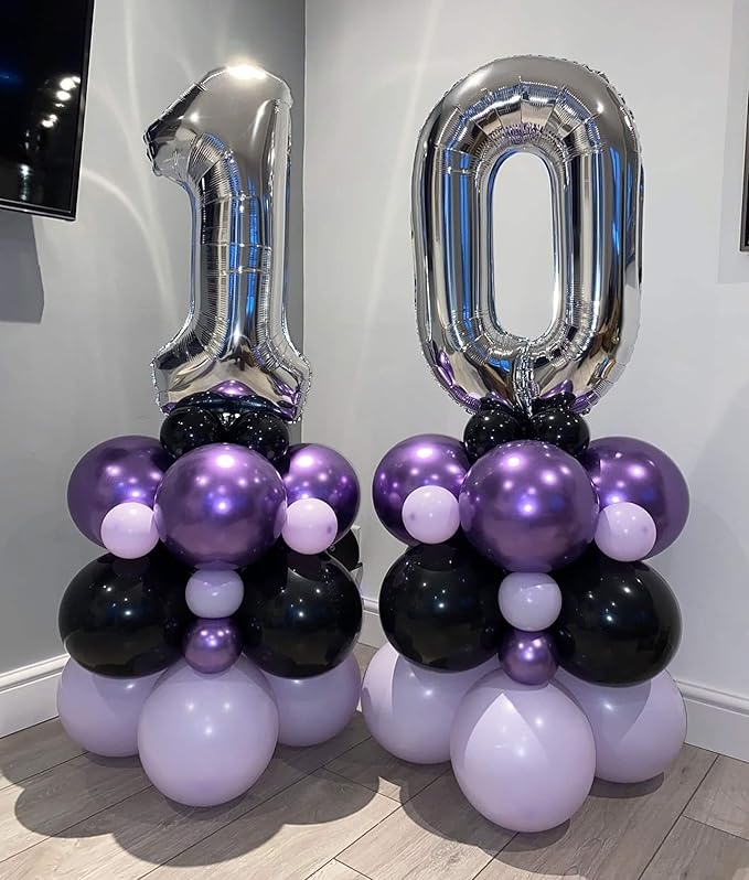 40 Inch Silver 10 Number Balloons Giant 10 Balloons Silver Birthday 10 Balloons 10th Birthday Anniversary Events Party Decorations Supplies