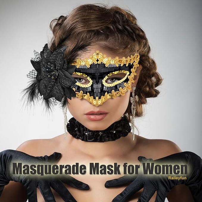 Couple Masquerade Masks for Women Men Venetian Masks for Halloween Carnival Costume Party Prom Ball