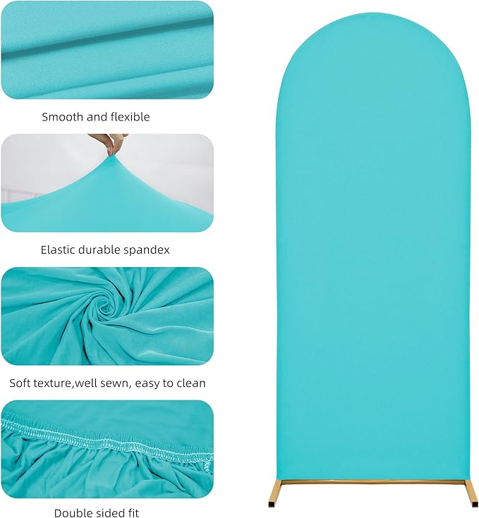 7.2FT Wedding Arch Covers Arch Backdrop Cover Arch Stand Covers Set Arch Cover Spandex Fabric Stretchy Backdrop for Wedding Birthday Party Decoration Baby Shower (Sky Blue)