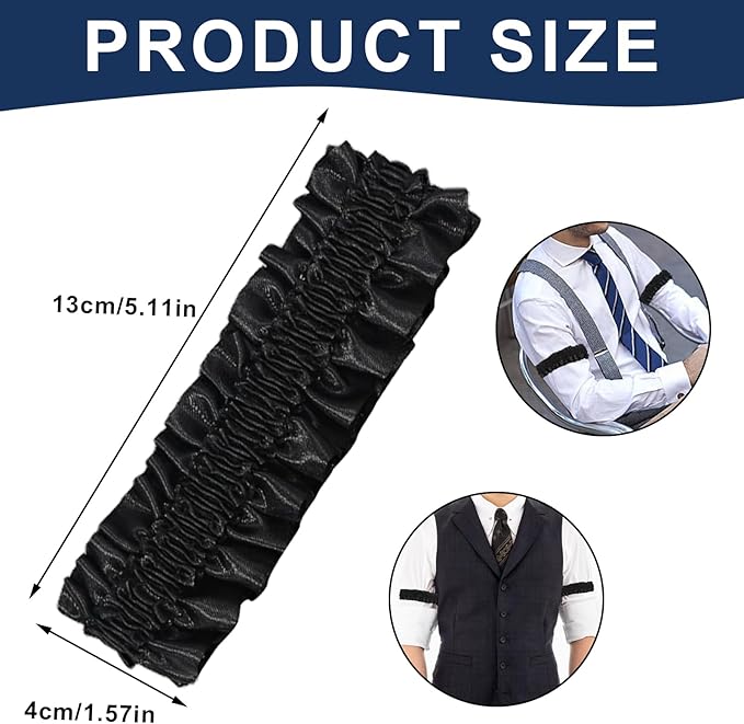 2PCS Sleeve Garters for Men - Vintage Elastic Armband, Roaring 20s Armband Garter, Anti-Slip Shirt Stays Mens Accessories Party Decoration (Black)