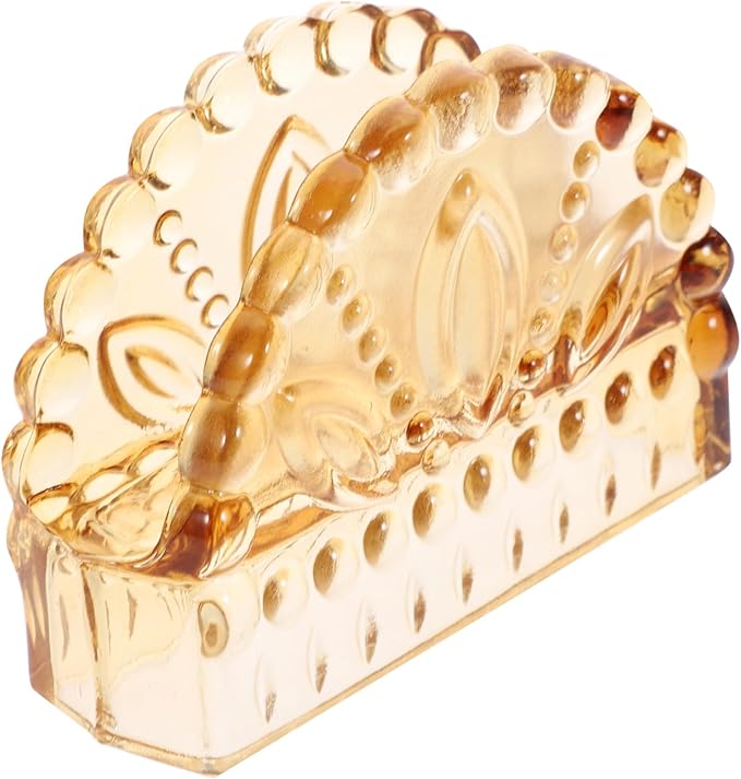 Vintage Amber Glass Napkin Holder Paper Tissue Dispenser for Tabletop Storage Upright Servilleteros for Parties Restaurants Cafes and Home Use