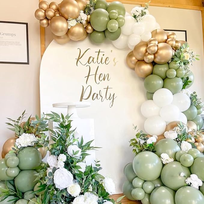 Sage Green Balloons, 113PCS Retro Olive Green Balloon Garland Arch Kit 5/10/12/18 Inch, Different Sizes Eucalyptus Avocado Green Latex Helium Party Balloons Set for Jungle Safari Birthday Decorations
