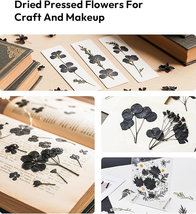 Dried Flowers, Resiners Pressed Flowers for Craft Real Natural Dried Flowers Kit for Scrapbook Supplies DIY Making Crafts Jewelry Resin Soap Candle Card Making (Nightfall 100pcs)