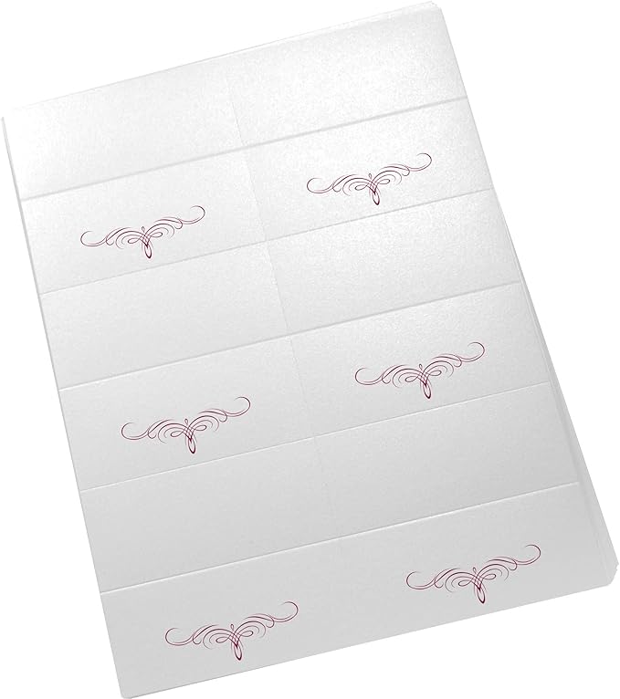 Decadent Flourish Printable Place Cards, Burgundy (Choose Color), Set of 60 (10 Sheets), Laser & Inkjet Printers - Wedding, Party, Dinner, and Special Events - Made in the USA