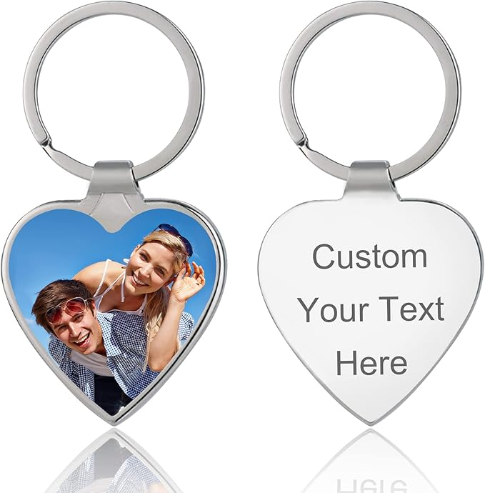 Personalized Custom Keychain with Picture - Turnable Double Sided Colorful Photo Key chains Memorial Gifts for Family Lover