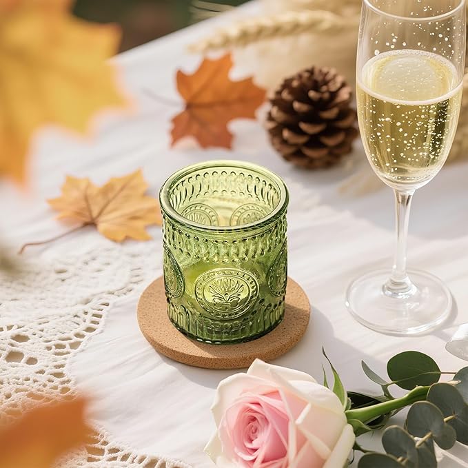 30pcs Votive Candle Holders for Christmas Decor, 2x2.5iInch Green Glass Tea Light Candle Holders for Winter Table, Green Votives for Wedding, Christmas, Party Decor & Gift-Giving
