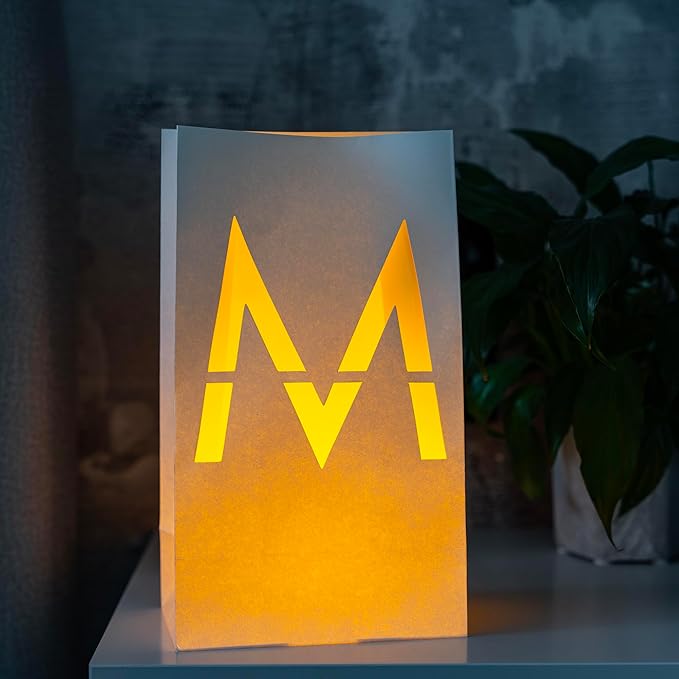 Light Up Letter M - Luminary Bags Perfect for Personalized Happy Birthday Banner, Proposal Decorations, Engagement Party Decorations and Congratulations Banner for Your Loved One