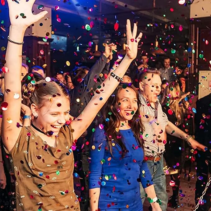 Multicolor Metallic Foil Confetti(0.59 inch) Round Dots Glitter Rainbow Table Confetti for Party Wedding Decorations,2.11 OZ per pack