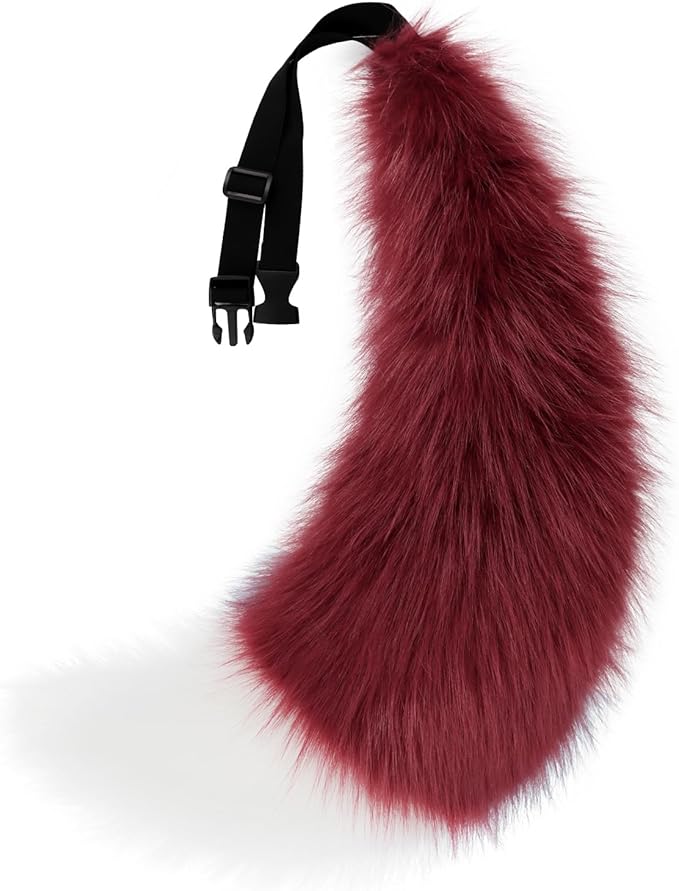 Adolala Faux Fur Wolf Fox Tail with Adjustable Elastic Belt Halloween Cosplay Costume Accessory