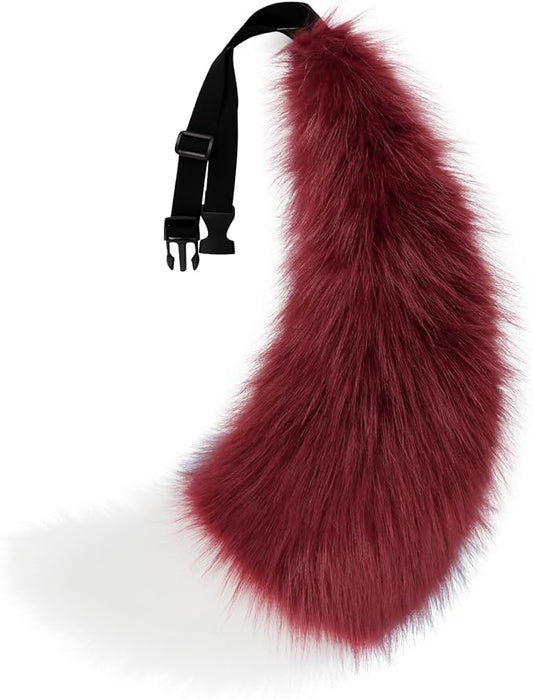 Adolala Faux Fur Wolf Fox Tail with Adjustable Elastic Belt Halloween Cosplay Costume Accessory