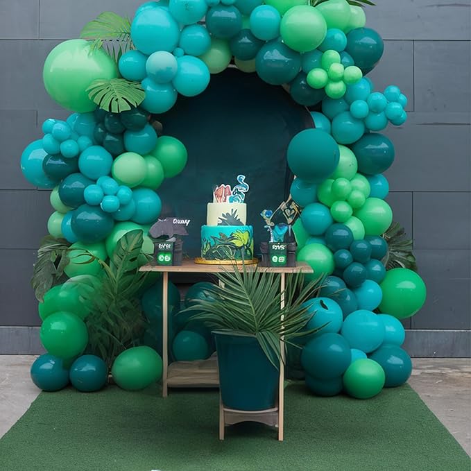 Green Brown Balloons, 50pcs Green Balloon, Dark Brown Light Lime Grassy Teal Blue Balloon for Boy Man Teen Jungle Forest Theme Game Birthday Party Baby Shower Wedding Decorations