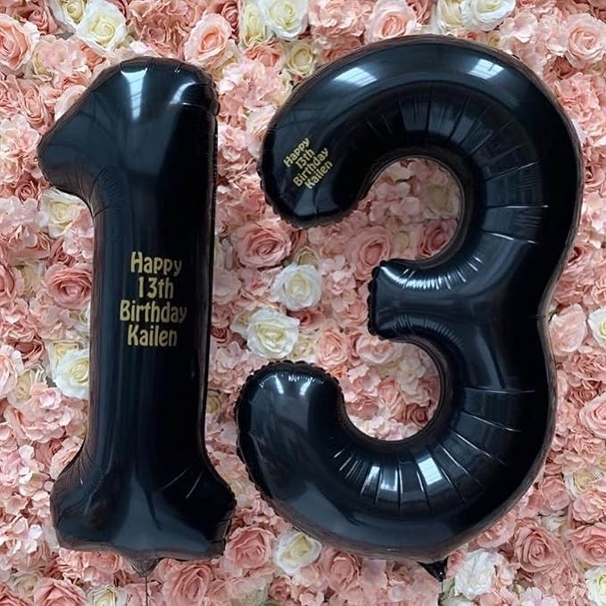 40 Inch Black 13 Number Balloons Giant Jumbo Huge 13 or 31 Foil Mylar Helium Number Digital Balloons Black Birthday Mylar Digital Balloons 13th 31st Birthday Anniversary Events Party Decorations