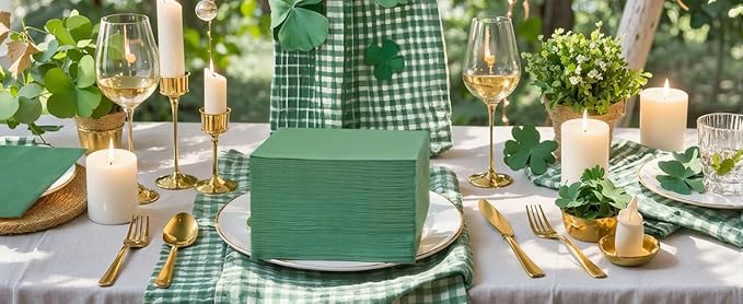 FLOWERCAT 100-Count 2-Ply Dark Green Napkins - Green Napkins Disposable Premium Quality - 5" x 5" Green Paper Napkins for Easter Party & St. Patrick's Day,Bar,Weddings,Birthday