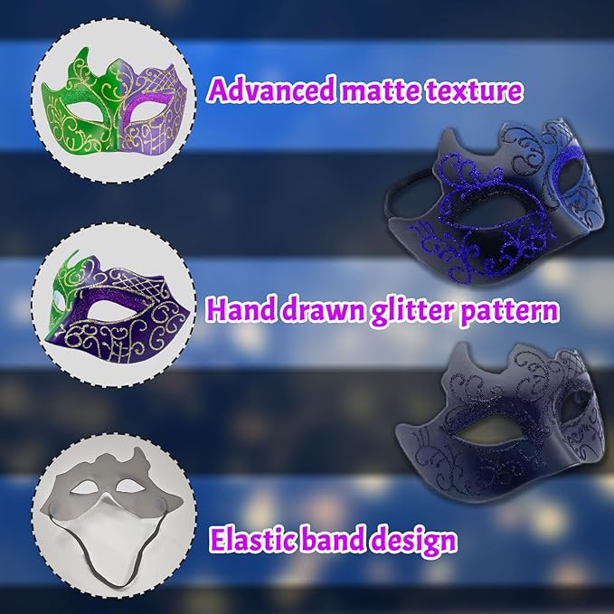 Couple Masquerade Mask Set, Venice Party Mask, Ancient Greek Roman Warrior Venetian Half Face Masks