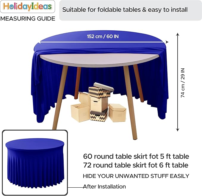 HolidayIdeas Spandex Tablecloth 6 Pack Red Fitted Round Stretch Table Skirts 60 Inch for 5ft Folding Table, Wrinkle-Free Floor Length Tablecloths for Christmas,Parties, Banquets Events