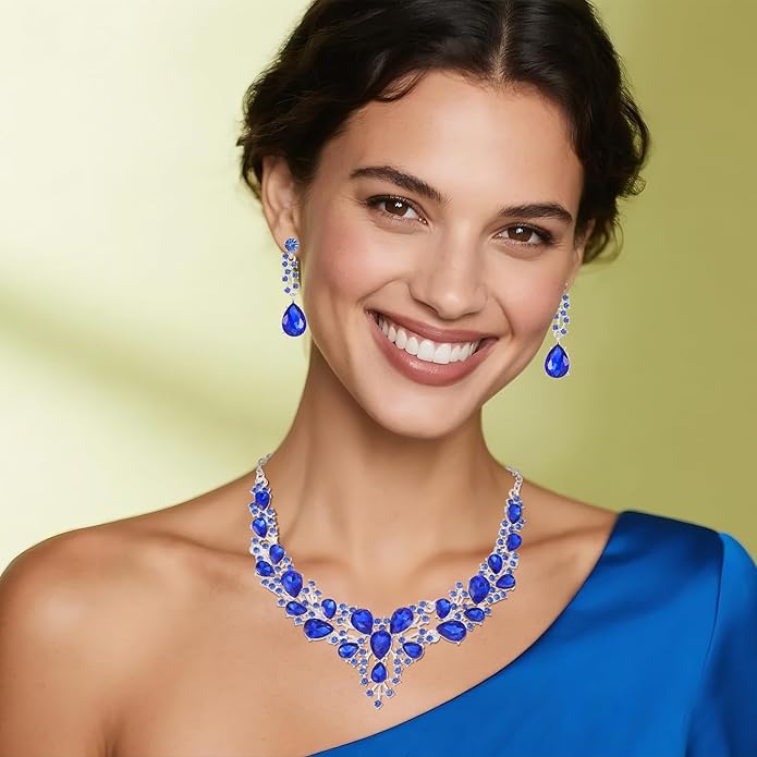 Kamirola Tiaras and Crowns for Women,Tiaras Earrings Necklace, Crystal Bridal Jewelry Set（TR83