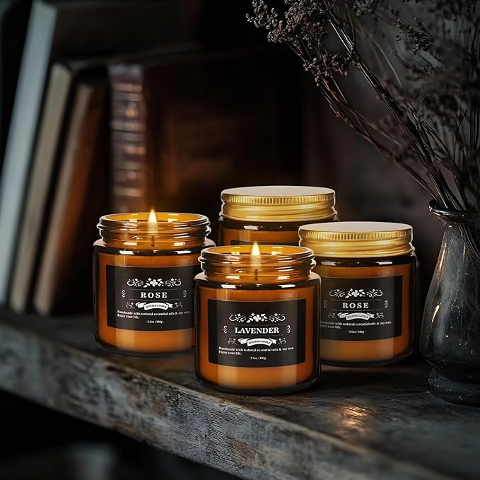 12 Pack Black Apothecary Jar Scented Candles - Natural Soy Wax with Premium Essential Oils, 3.5oz/100g Each, Relaxing Gift Set for Home Decor,Party,Christmas and Other Festivals
