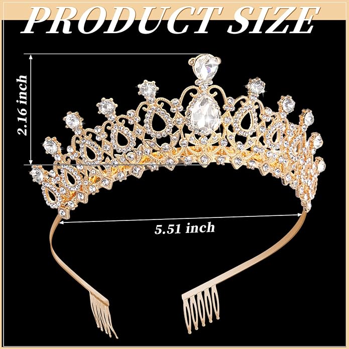 12 Pcs Crystal Tiara and Princess Crown with Comb Crown Rhinestone Women Girls Tiara Headpiece Queen Hair Accessories for Birthday Party Wedding Prom Halloween Cosplay Costume