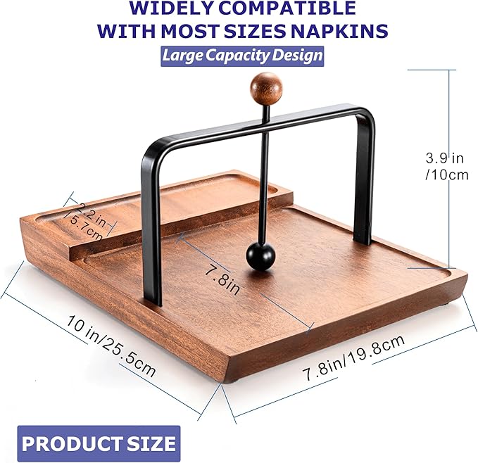 Wooden Napkin Holder – Multifunctional Napkin Holder for Table & Kitchen, Includes Space for Condiments – Perfect for Home, Kitchen, and Holiday Gatherings