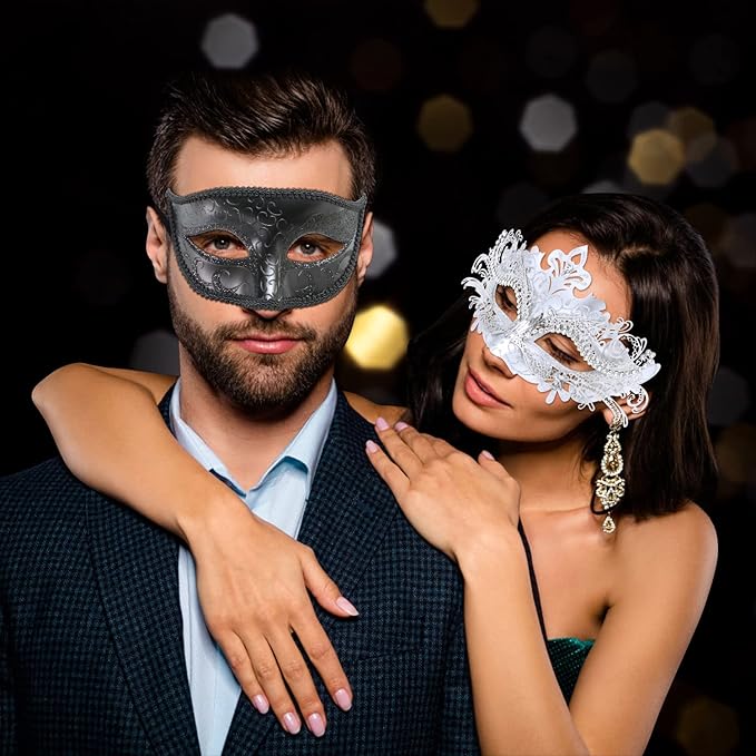 Coddsmz Couple Masquerade Mask Set - Venetian & Mardi Gras Mask for Women & Men