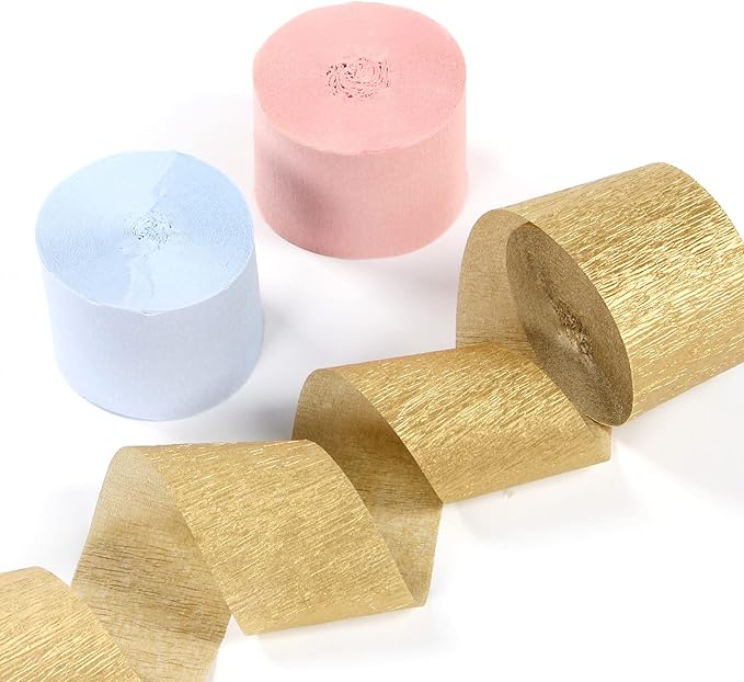 Pink-Blue Gender-Reveal Party-Decorations Streamers - 9 Rolls Wedding Bachelorette Engagement Crepe Tissue Paper Streamer Birthday Baby Bridal Shower Garland Decor Panduola
