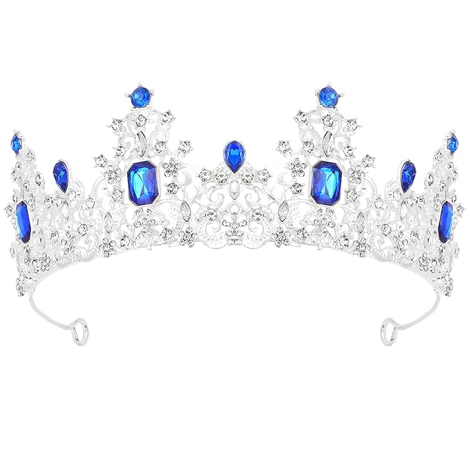 Didder Royal Blue Princess Crown Birthday Tiara Prom Queen Tiaras and Crowns for Women and Girls Headpiece Halloween Costume Hair Accessories
