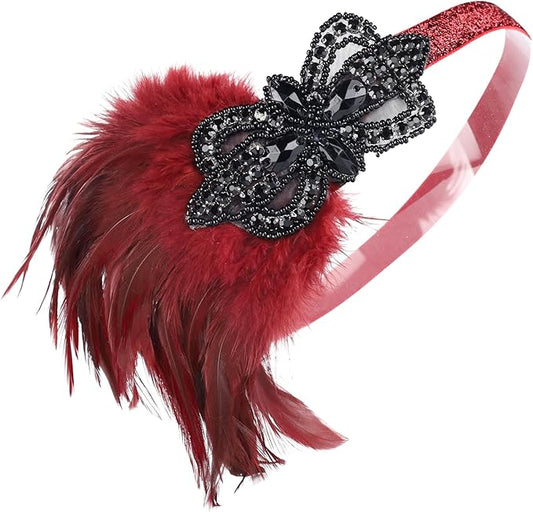 Women flapper feather headband for 1920s theme party Gatsby Headpiece for 20S Party