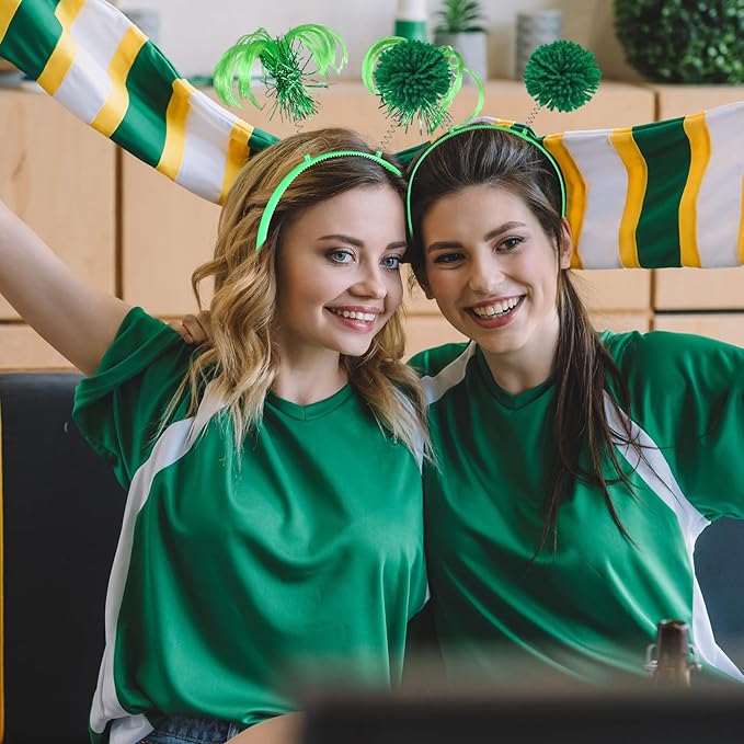 Censen 12 Pcs Christmas Pom Pom Headbands Spirit Party Headwear Tinsel Ponytails Head Bopper for Birthday Holiday