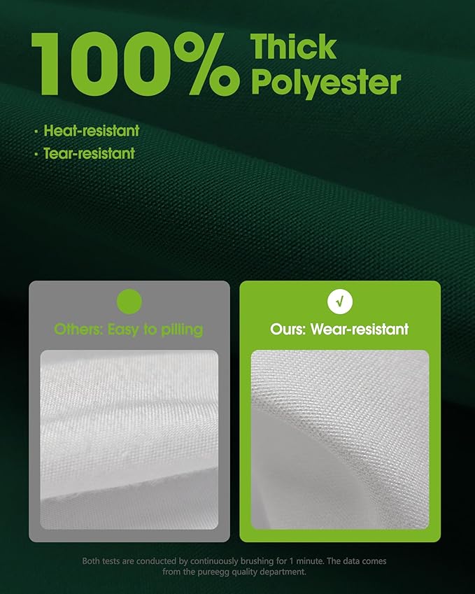 Pureegg Rectangle Table Cloth 60" x 84" – Durable Polyester Tablecloth Offers Reusable & Washable Protection, Ideal for Outdoor Party, Picnic, Wedding, Banquet and Birthday, Hunter Green