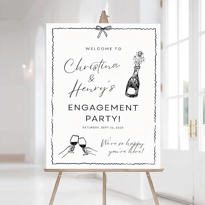 Personalized Engagement Welcome Sign - Rustic Party Decorations for Wedding #2