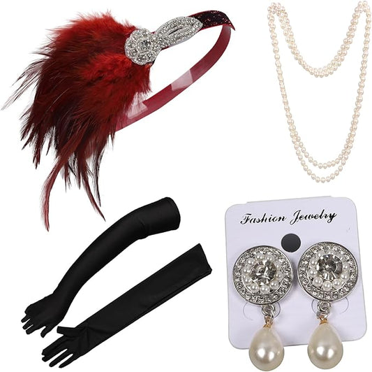 1920s Flapper Accessories Sets Roaring 20s Gatsby Costume Accessories Set for Women