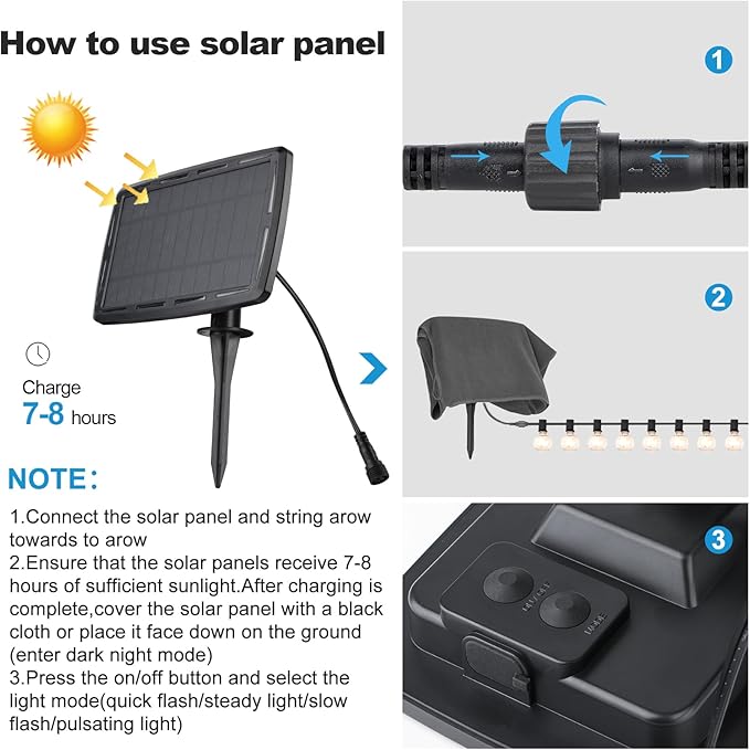 Lightdot 48FT Solar Outdoor String Lights, Waterproof Cafe Patio Lights with Shatterproof LED Bulbs, 2700K Warm White, Create Bistro Ambience On Your Garden Gazebo Backyard Decorative