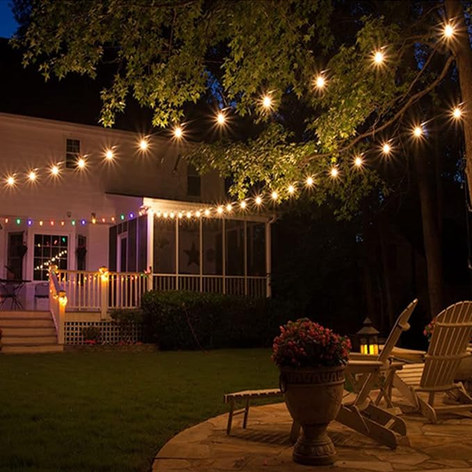 Lightdot 48FT Solar Outdoor String Lights, Waterproof Cafe Patio Lights with Shatterproof LED Bulbs, 2700K Warm White, Create Bistro Ambience On Your Garden Gazebo Backyard Decorative