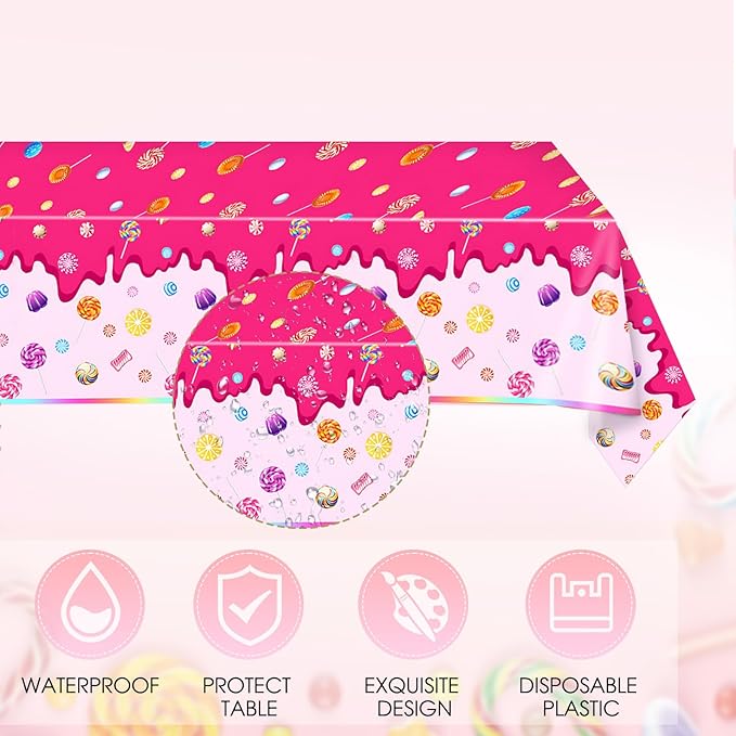 41 Pcs Candyland Party Decorations Candy Themed Party Tableware Set Include Candy Disposable Paper Plates Napkins Tablecloths,for Baby Shower Boys Girls Birthday Party Decorations Supplies,Serves 20