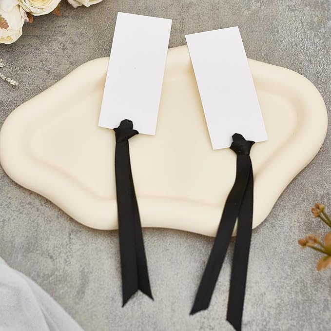 60pcs Name Cards for Table Setting, 1.77x 3.74inces Place Cards, Wedding Place Cards.Wedding Name Tags.Present Tags with String Attached.and Reserved Signs for Wedding Seating (Black)