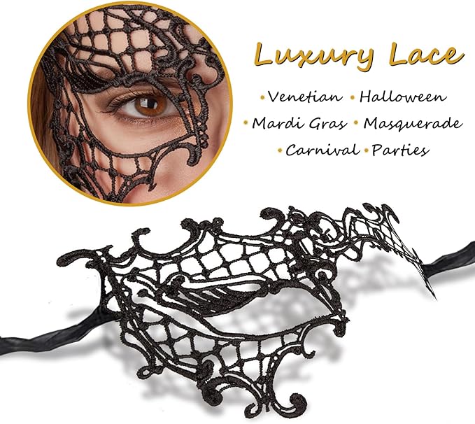 Masquerade Mask for Women Lace Masks for Venetian Party Costume Halloween Carnival
